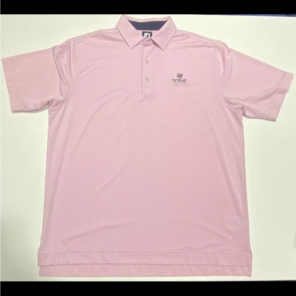 EUC FootJoy Stretch Dot Golf Shirt Polo Pink Raptor Bay Golf Club Size XL